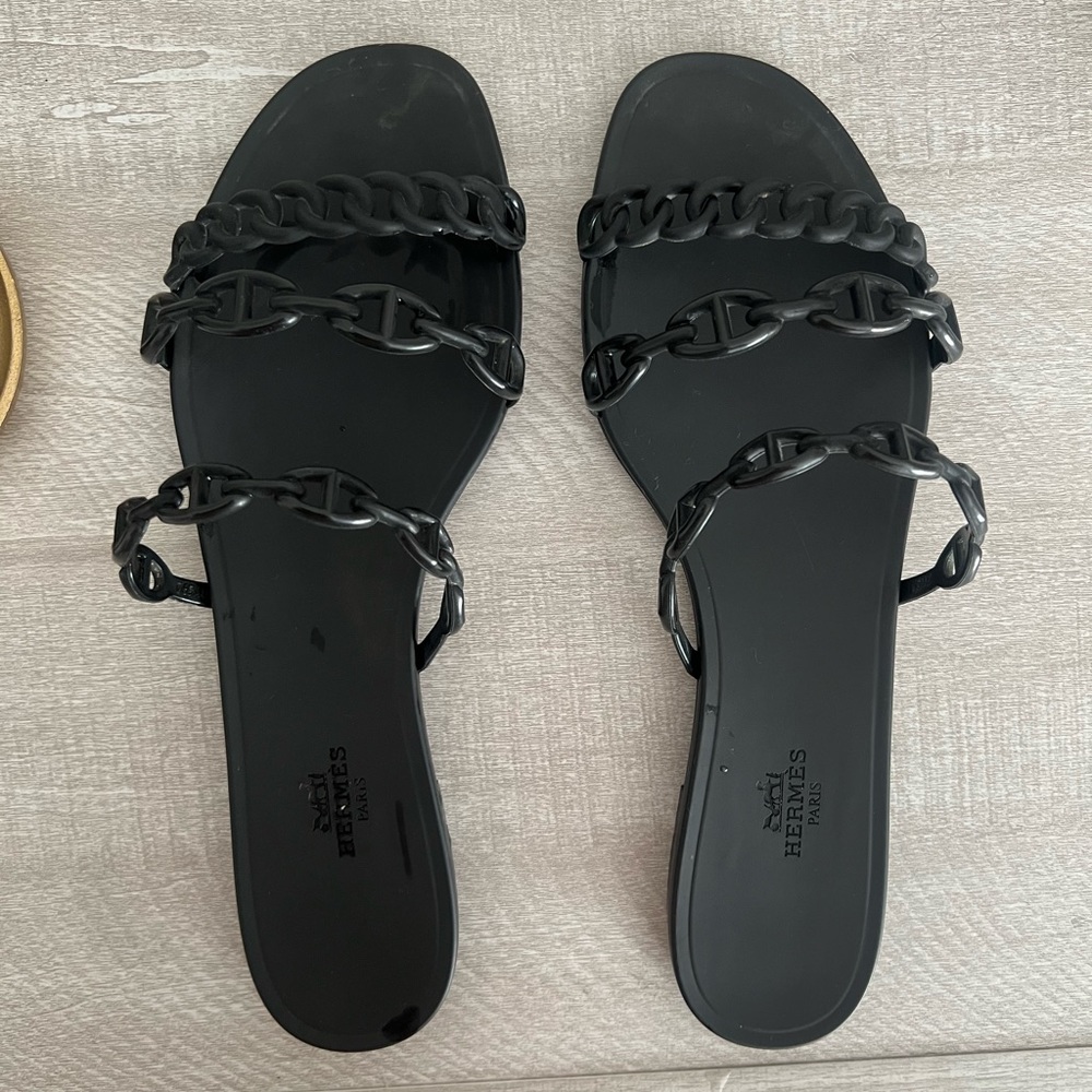 Authentic Hermes Chaine d'Ancre Rivage Rubber Slides
